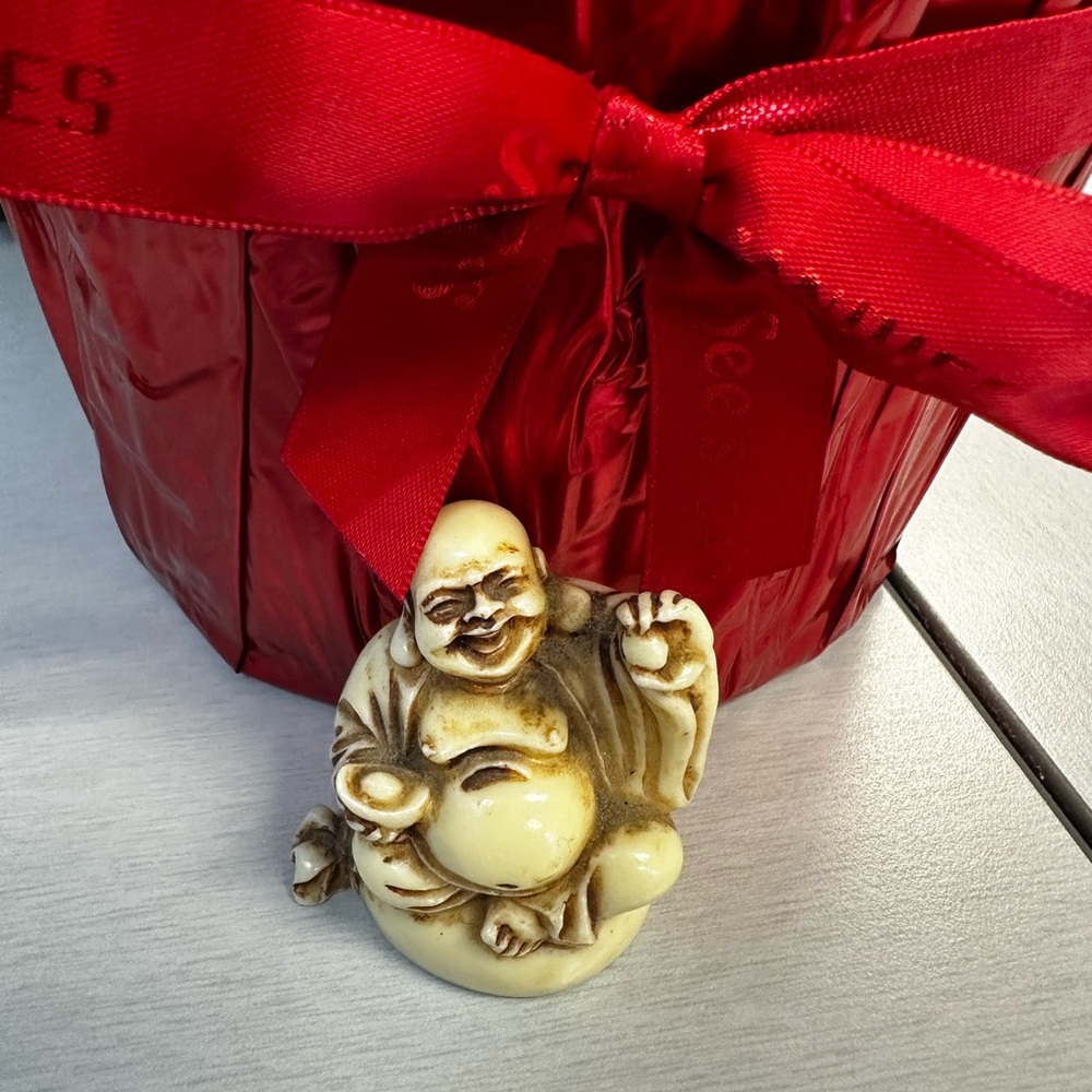 Cream Laughing Buddha Figurine